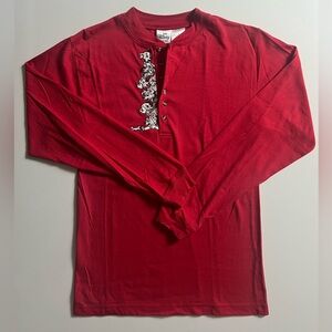 Disney 101 Dalmatians Henley Long Sleeve Top, Red, Size S